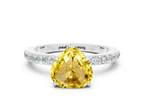 White gold Heart Cut Yellow Sapphire Solitaire Engagement Ring with Pavé Band and Four-Prong Setting_24