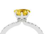 White gold Heart Cut Yellow Sapphire Solitaire Engagement Ring with Pavé Band and Four-Prong Setting_28