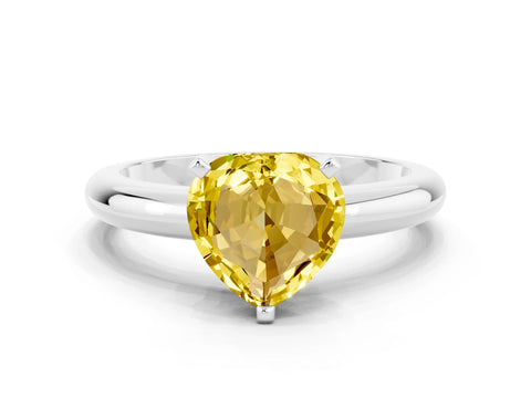 White gold Heart Cut Yellow Sapphire Solitaire Engagement Ring with Round Band and Four-Prong Setting_24