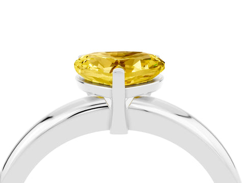 White gold Heart Cut Yellow Sapphire Solitaire Engagement Ring with Round Band and Four-Prong Setting_28