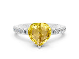 White gold Heart Cut Yellow Sapphire Solitaire Pavé Band with Four-Prong Setting_24