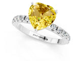 White gold Heart Cut Yellow Sapphire Solitaire Pavé Band with Four-Prong Setting_25