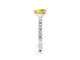 White gold Heart Cut Yellow Sapphire Solitaire Pavé Band with Four-Prong Setting_26