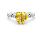White gold Heart Cut Yellow Sapphire Solitaire Pavé Engagement Ring with Round Band and Prong Setting_12