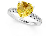 White gold Heart Cut Yellow Sapphire Solitaire Pavé Engagement Ring with Round Band and Prong Setting_13