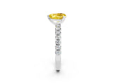 White gold Heart Cut Yellow Sapphire Solitaire Pavé Engagement Ring with Round Band and Prong Setting_14