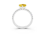 White gold Heart Cut Yellow Sapphire Solitaire Pavé Engagement Ring with Round Band and Prong Setting_15