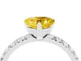 White gold Heart Cut Yellow Sapphire Solitaire Pavé Engagement Ring with Round Band and Prong Setting_16