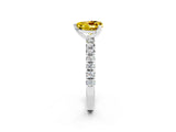 White gold Heart Cut Yellow Sapphire Solitaire Pavé Engagement Ring with Round Band and Prong Setting_80
