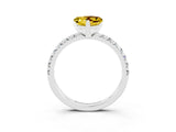 White gold Heart Cut Yellow Sapphire Solitaire Pavé Engagement Ring with Round Band and Prong Setting_81