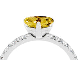 White gold Heart Cut Yellow Sapphire Solitaire Pavé Engagement Ring with Round Band and Prong Setting_82
