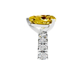 White gold Heart Cut Yellow Sapphire Solitaire Pavé Engagement Ring with Round Band and Prong Setting_83