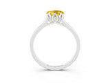 White gold Heart Cut Yellow Sapphire Solitaire Ring with Flower Prong Setting and Classic Band_27