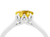 White gold Heart Cut Yellow Sapphire Solitaire Ring with Flower Prong Setting and Classic Band_28