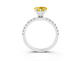 White gold Heart Cut Yellow Sapphire Solitaire Ring with Pavé Accents and Four-Prong Setting_27