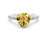 White gold Heart Cut Yellow Sapphire Solitaire Ring with Pavé Band and Four-Prong Setting_60