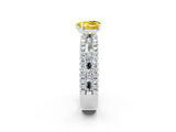 White gold Heart Cut Yellow Sapphire Solitaire Ring with Pavé and Channel Set Band_26