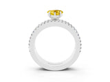 White gold Heart Cut Yellow Sapphire Solitaire Ring with Pavé and Channel Set Band_27