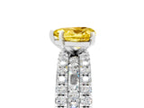 White gold Heart Cut Yellow Sapphire Solitaire Ring with Pavé and Channel Set Band_29