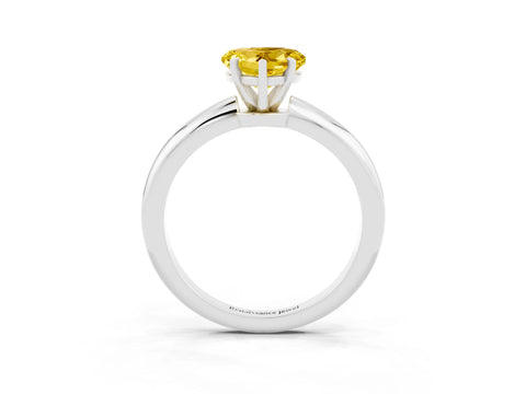 White gold Heart Cut Yellow Sapphire Solitaire Ring with Six-Prong Setting and Classic Band_15