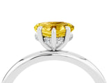 White gold Heart Cut Yellow Sapphire Solitaire Ring with Thin Band and Four-Prong Setting_28