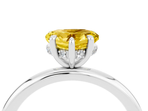 White gold Heart Cut Yellow Sapphire Solitaire Ring with Thin Band and Four-Prong Setting_28