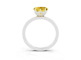 White gold Heart Cut Yellow Sapphire Solitaire Ring with Thin Band and Prong Setting_15
