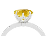 White gold Heart Cut Yellow Sapphire Solitaire Ring with Thin Band and Prong Setting_16