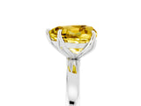 White gold Heart Cut Yellow Sapphire Solitaire Ring with Thin Band and Prong Setting_17