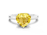 White gold Heart Cut Yellow Sapphire Solitaire Ring with Thin Band and Prong Setting_18