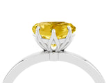 White gold Heart Cut Yellow Sapphire Solitaire Ring with Thin Band and Prong Setting_22