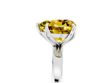 White gold Heart Cut Yellow Sapphire Solitaire Ring with Thin Band and Prong Setting_53