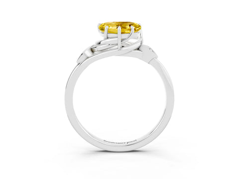 White gold Heart Cut Yellow Sapphire Solitaire Ring with Twist Band and Four-Prong Setting_39