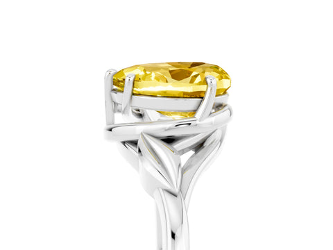 White gold Heart Cut Yellow Sapphire Solitaire Ring with Twist Band and Four-Prong Setting_41