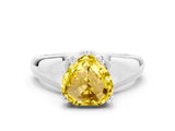 White gold Heart Cut Yellow Sapphire Solitaire Ring with Wide Band and Prong Setting_24