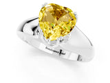 White gold Heart Cut Yellow Sapphire Solitaire Ring with Wide Band and Prong Setting_25