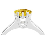White gold Heart Cut Yellow Sapphire Solitaire Ring with Wide Band and Prong Setting_28