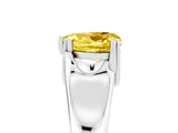 White gold Heart Cut Yellow Sapphire Solitaire Ring with Wide Band and Prong Setting_29