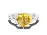 White gold Heart Cut Yellow Sapphire Solitaire Twist Band Prong Setting Ring_127