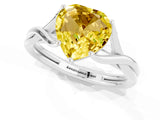White gold Heart Cut Yellow Sapphire Solitaire Twist Band Prong Setting Ring_128