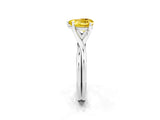 White gold Heart Cut Yellow Sapphire Solitaire Twist Band Prong Setting Ring_129