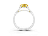 White gold Heart Cut Yellow Sapphire Solitaire Twist Band Prong Setting Ring_130
