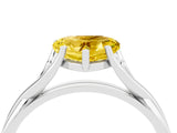 White gold Heart Cut Yellow Sapphire Solitaire Twist Band Prong Setting Ring_131