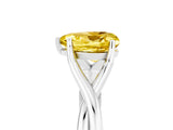 White gold Heart Cut Yellow Sapphire Solitaire Twist Band Prong Setting Ring_132
