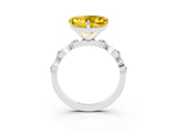 White gold Heart Cut Yellow Sapphire Solitaire Twisted Band with Round  Accents and Prong Setting_15