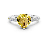 White gold Heart Cut Yellow Sapphire Solitaire with Side Baguettes and Channel Set Band_24