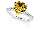 White gold Heart Cut Yellow Sapphire Solitaire with Side Baguettes and Channel Set Band_25
