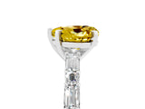 White gold Heart Cut Yellow Sapphire Solitaire with Side Baguettes and Channel Set Band_29