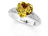 White gold Heart Cut Yellow Sapphire Split Shank Engagement Ring with Pavé Band_25