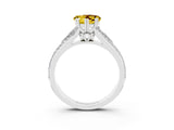 White gold Heart Cut Yellow Sapphire Split Shank Engagement Ring with Pavé Band_27